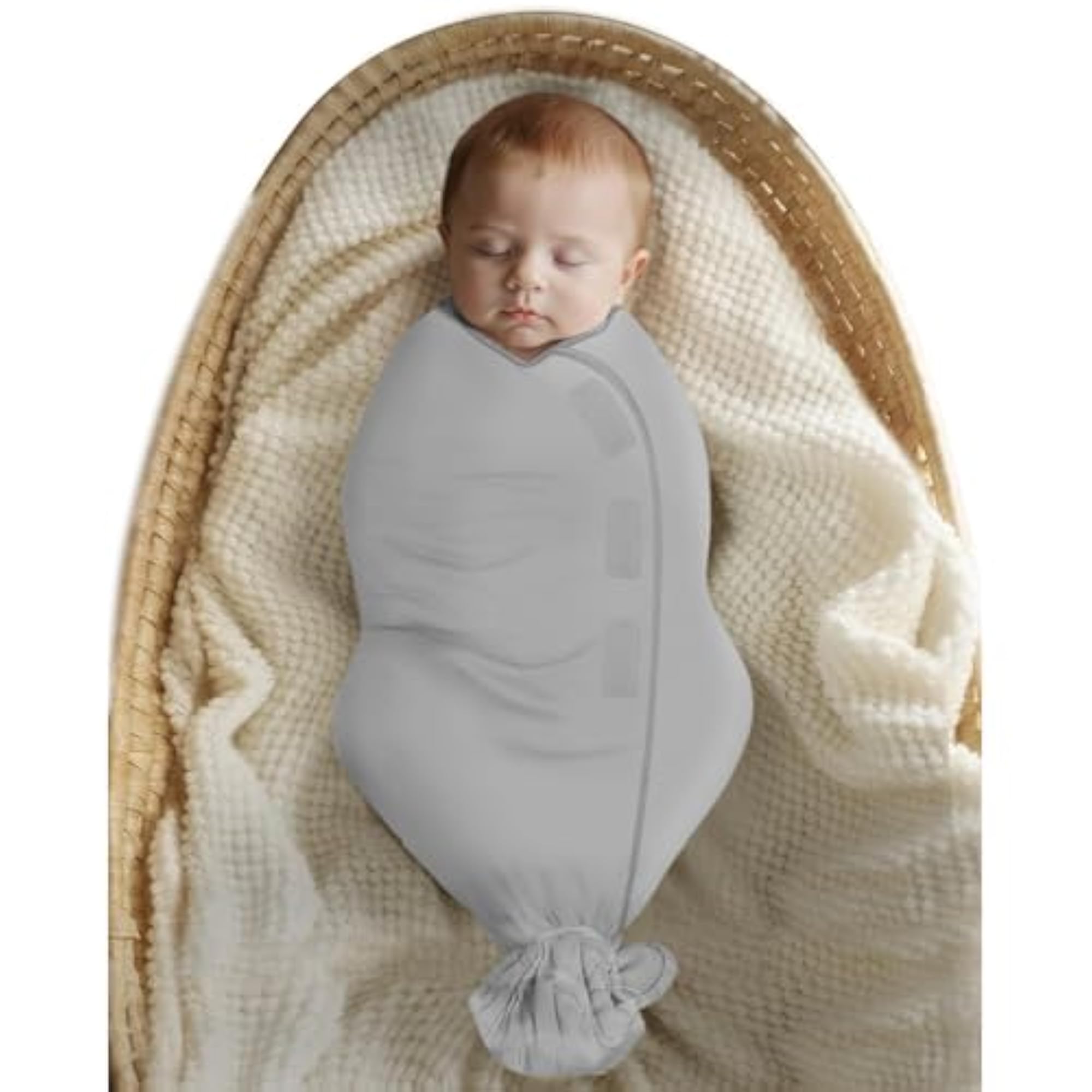 Soft Stretchable Baby Blankets, Adjustable Swaddle Wrap, Grey